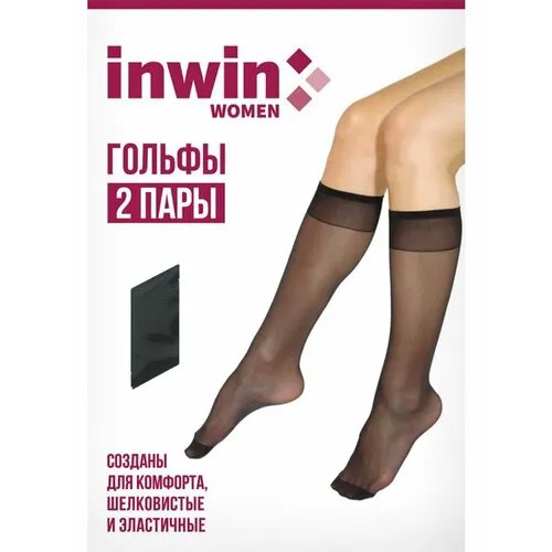 Гольфы Inwin, 40 den, 2 пары, размер 23-25, черный