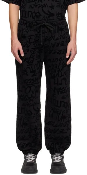 Черные спортивные штаны с граффити Versace Jeans Couture