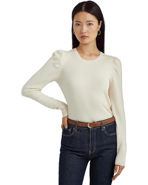 Свитер LAUREN Ralph Lauren Petite Cotton-Blend Puff-Sleeve, цвет Mascarpone Cream