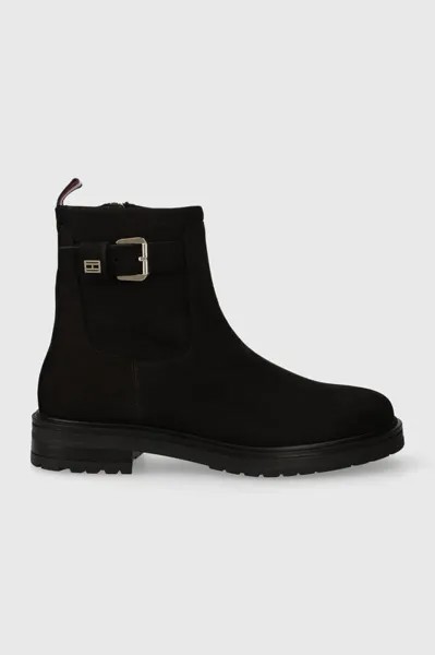 Замшевые ботильоны BELT BOOTIE NUBUCK Tommy Hilfiger, черный