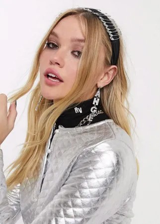 Серебристый ободок с английской булавкой ASOS DESIGN-Серебряный