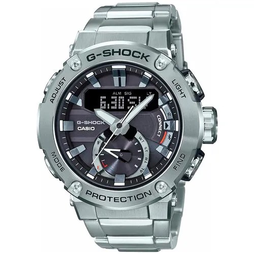 Наручные часы CASIO мужские G-Shock Часы ``CASIO`` GST-B200D-1A мужские японские наручные часы c секундомером, солнечной батареей и Bluetooth-соединением кварцевые, секундомер, подсветка дисплея, водонепроницаемые, противоударные, синий