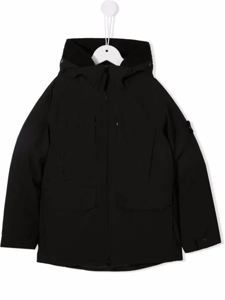 Stone Island Junior куртка с капюшоном и нашивкой-логотипом