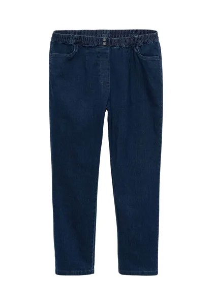 Джинсы с присборенным поясом и использованными эффектами sheego, цвет Dark Blue Denim