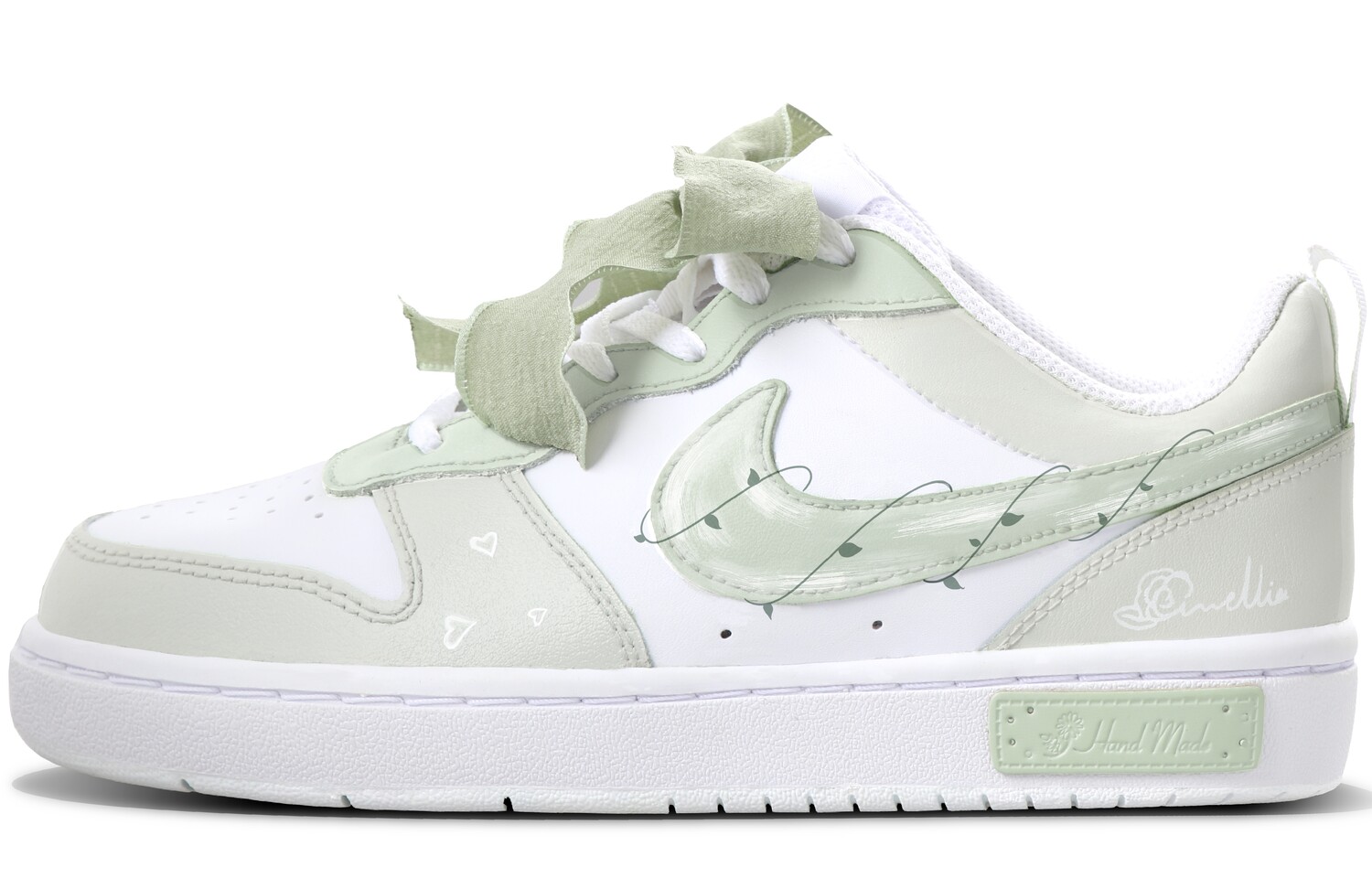 Кроссовки Nike Court Borough Skateboarding Shoes Women's Low-top White/green, зеленый