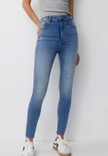 Джинсы Skinny Fit Super High Waisted PULL&BEAR, синий