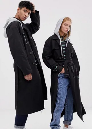 Тренч со съемным капюшоном COLLUSION Unisex-Черный