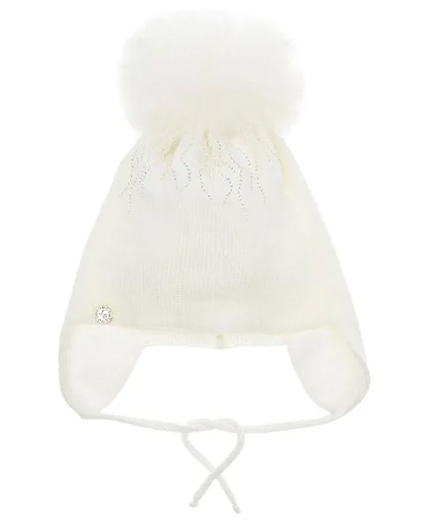 Белая шапка с узором из страз Joli Bebe детская