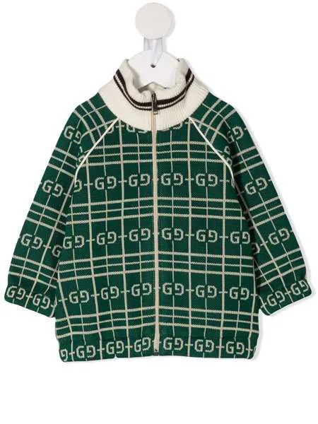 Gucci Kids кардиган на молнии с узором GG