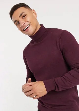 Бордовая трикотажная водолазка из смесового органического хлопка Burton Menswear-Красный