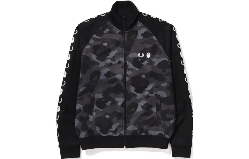 BAPE X Fred Perry цветная камуфляжная спортивная куртка черная A Bathing Ape, черный