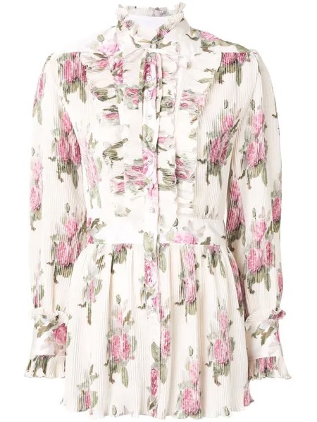 Paco Rabanne плиссированная блузка с цветочным принтом
