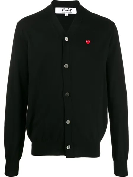Кардиган с V-образным вырезом и логотипом Heart Comme Des Garçons Play, черный