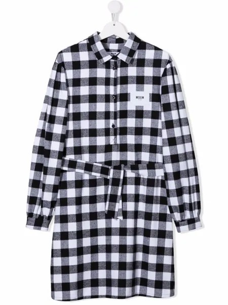MSGM Kids клетчатое платье-рубашка с поясом