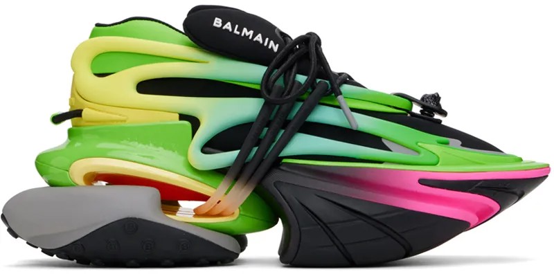 Разноцветные кроссовки с единорогом Balmain
