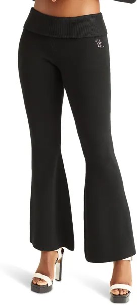 Брюки Fold-Over Waistband Sweater Wide Leg with Bling Juicy Couture, цвет Liquorice