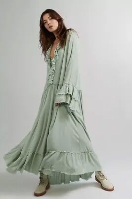 Платье макси Free People Endless Summer Mint Sweet Darlin, большие оборки, размер XS, NWT