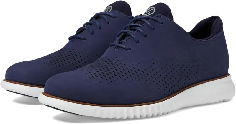 Оксфорды Cole Haan 2.Zerogrand Laser Wing Tip Oxford Lined, цвет Marine Blue Nubuck/Optic White