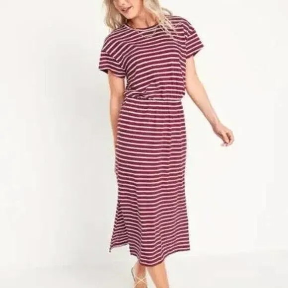 Платье миди Old Navy Red в полоску с вырезом сзади, размер XXL, высокий