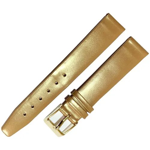 Ремешок 1603-02 (жел) ЛАК Золотистый желтый кожаный ремень 16 мм для часов наручных лаковый из натуральной кожи женский