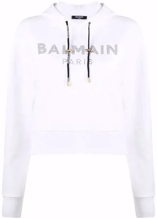 Balmain худи с логотипом и стразами
