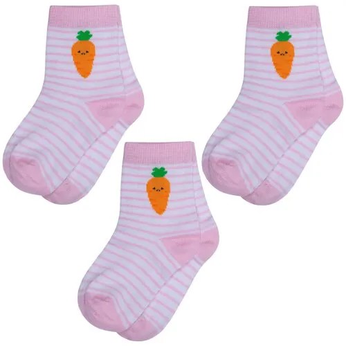Носки RuSocks 3 пары, размер 10-12, белый, розовый