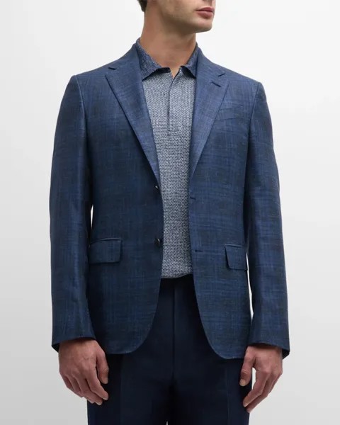 Мужское спортивное пальто в крупную клетку ZEGNA, цвет Blue Navy Check