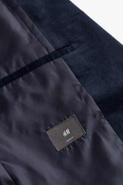 Бархатная куртка приталенного кроя H&M, синий