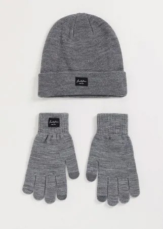 Серые шапка и перчатки Jack & Jones-Серый