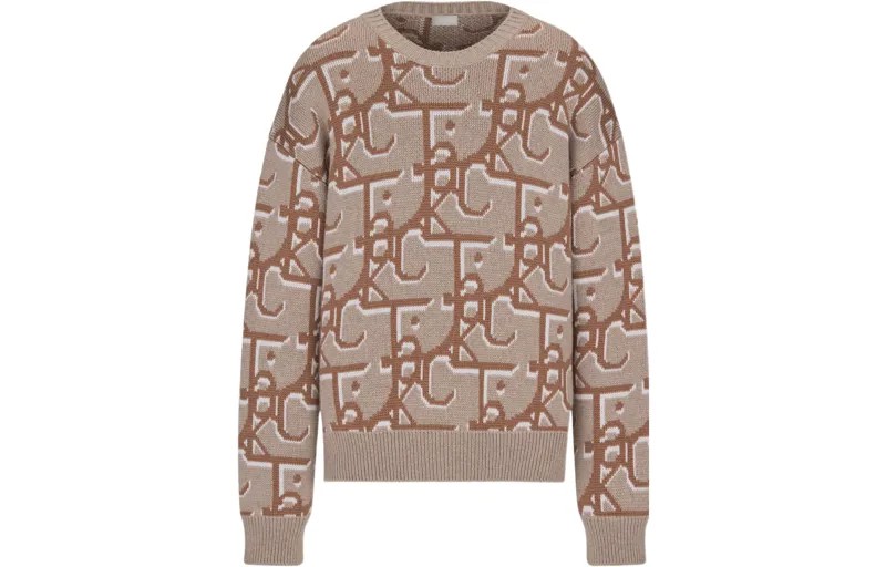 Travis Scott Quarterly Новые продукты Кашемировый свитер для мужчин Бежевый/коричневый Dior, коричневый