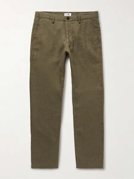 Зауженные льняные брюки чинос Karl 1196 NN07, зеленый