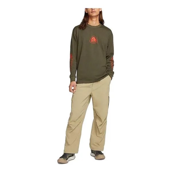 Футболка Nike ACG Long Sleeve Tee Lungs 'Khaki', зеленый
