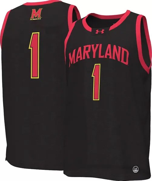 Мужская баскетбольная майка Under Armour Maryland Terrapins #1, черная реплика