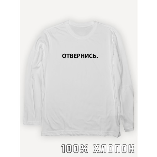 Лонгслив PRINTHAN Лонгслив с принтом Отвернись. унисекс, белый, размер L (48-50), белый
