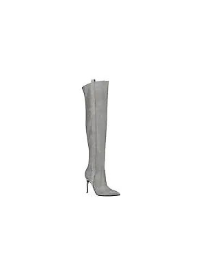 GUESS Женские серебряные ботфорты выше колена 2 Shaft Glitter Stiletto Duck Boots 7 M