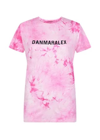 Розовая футболка с эффектом тай-дай Dan Maralex