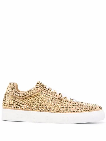 Philipp Plein кеды с кристаллами, золотистый