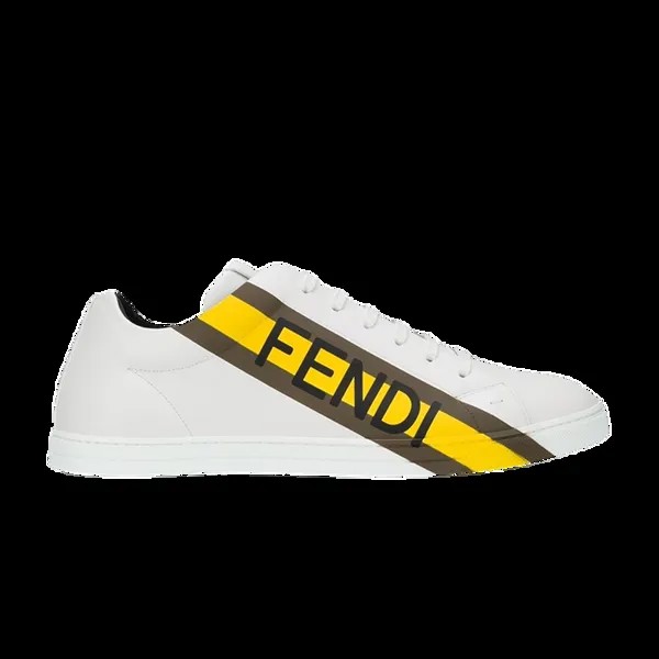 Кроссовки Fendi Leather Sneaker 'Fendi Logo - White Yellow', белый