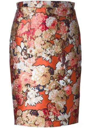 Givenchy жаккардовая юбка с цветочным рисунком