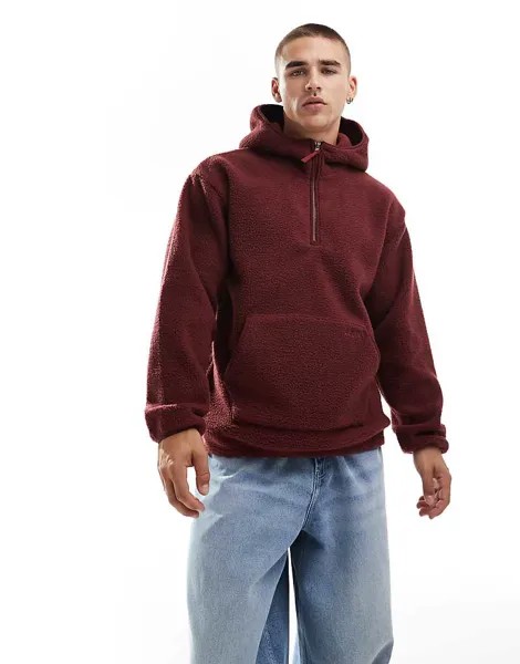 Бордовая флисовая худи Levi's из шерпы