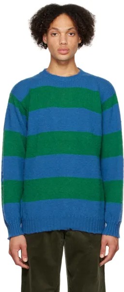 Сине-зеленый свитер в массивную полоску с мохнатым медведем Howlin'
