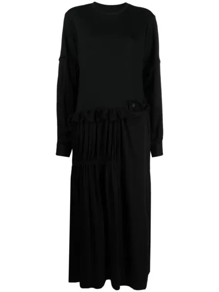 Yohji Yamamoto ярусное платье макси со вставками, черный