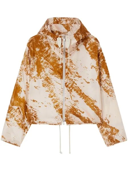 Jil Sander куртка с капюшоном и абстрактным узором, нейтральный цвет