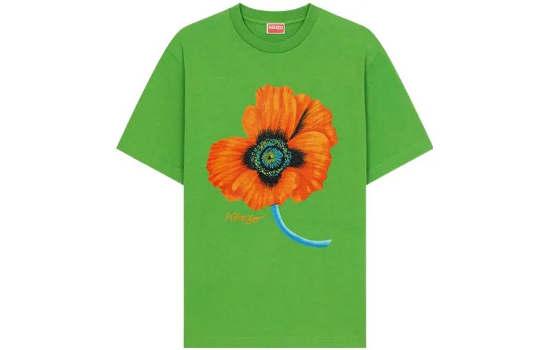 Футболка Poppy Flower Series для мужчин, зеленая Kenzo, зеленый