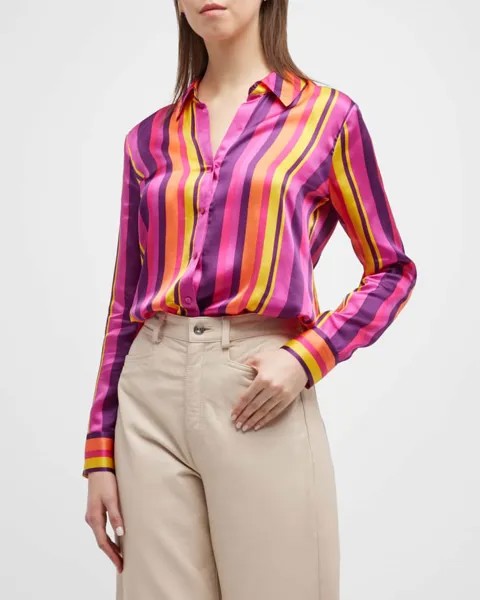 Полосатая блузка Hailie с пуговицами спереди L'Agence