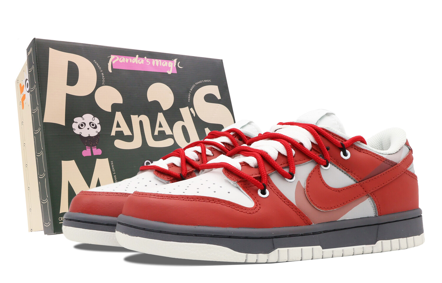 Кроссовки Nike Dunk Skateboarding Shoes Women's Low-top Black, красный