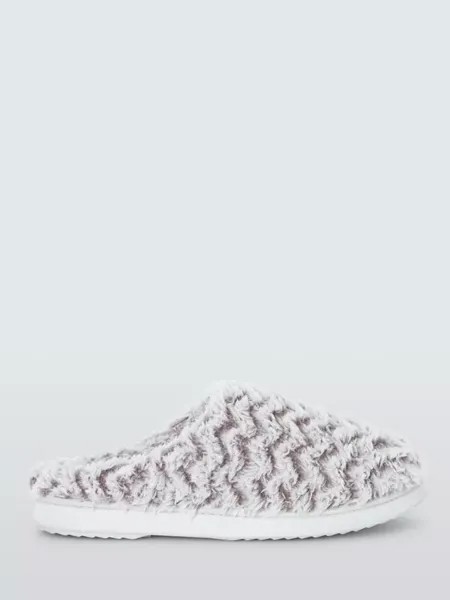 Тапочки John Lewis High Pile Fleece Mule, серый