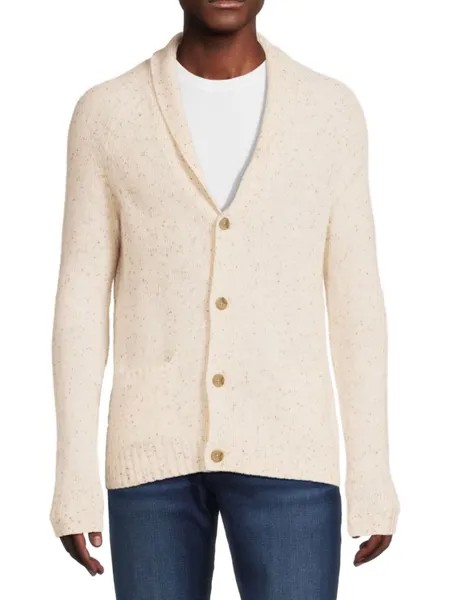 Кардиган с отложным воротником Donegal из смеси мериносовой шерсти Saks Fifth Avenue, цвет Birch