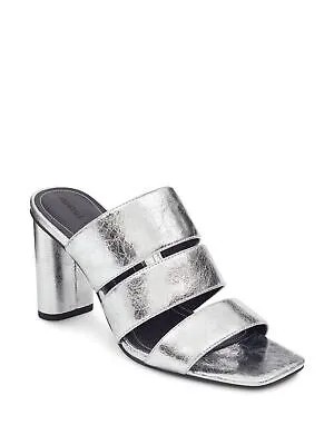KENDALL + KYLIE Женские серебристые кожаные сандалии без шнуровки Leila с квадратным носком, размер 6,5 м