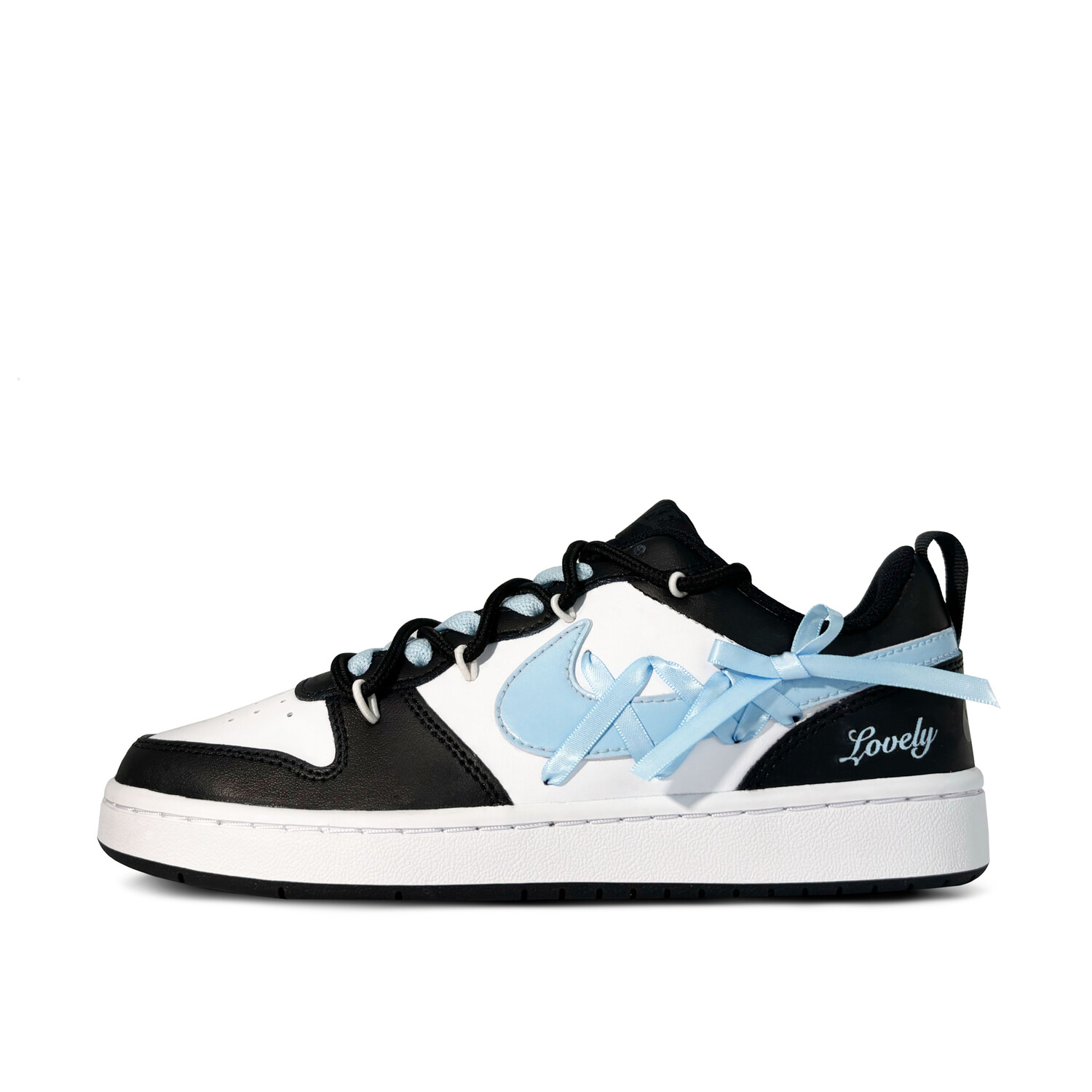 Кроссовки Nike Court Borough Skateboarding Shoes Women's Low-top Black, голубой
